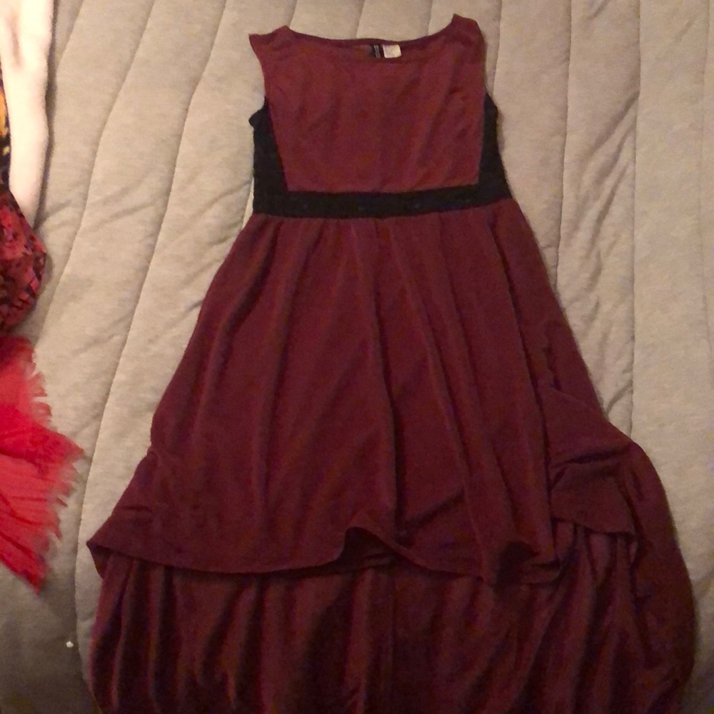 High low cranberry dress